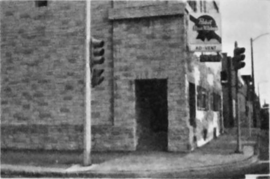 The bar's building photographed in 1975, looking from the southeast corner of 5th and Virginia.