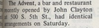 Notice identifying the bar's ownership, November 1975.