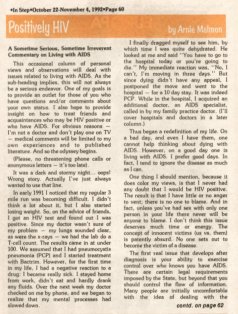 First "Positively HIV" article / In Step vol 9 issue 21 / (page 2) /