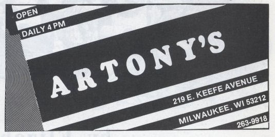 Advertisement for Artony's, published 1980-1981.