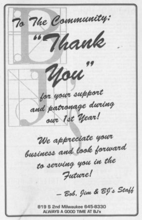 Advertisement for BJ's, June 1993.