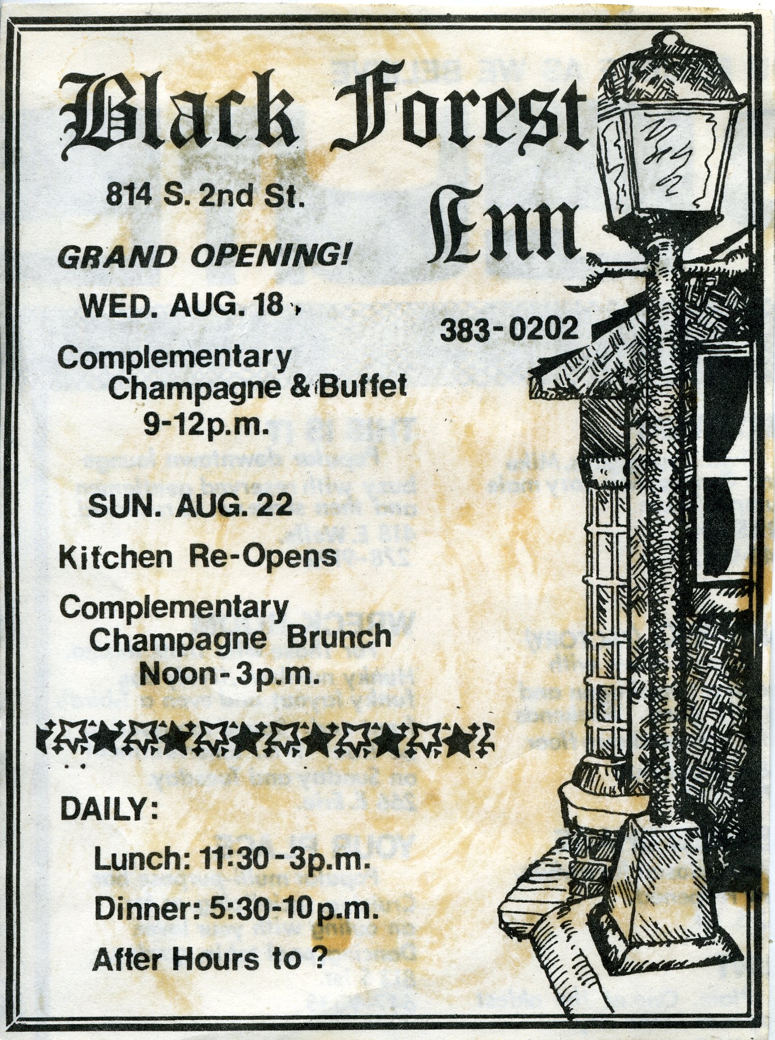 Opening advertisement, mid-1976.