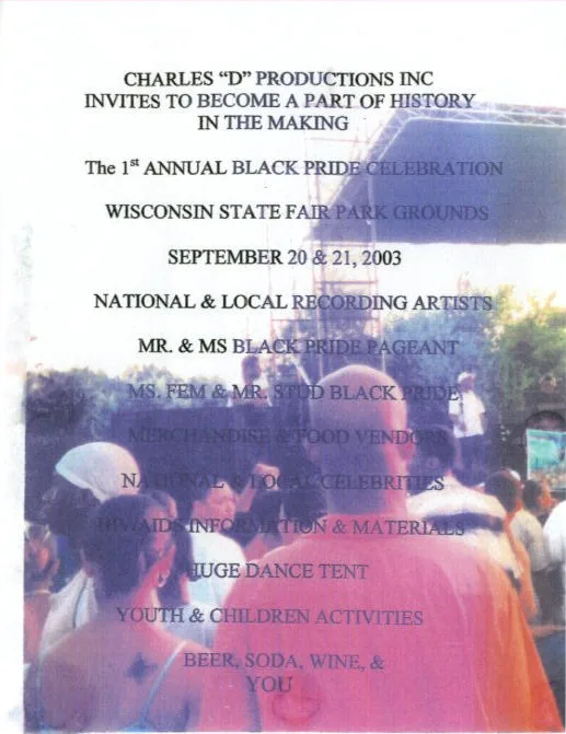 Promotional card for 2003 Black Pride event