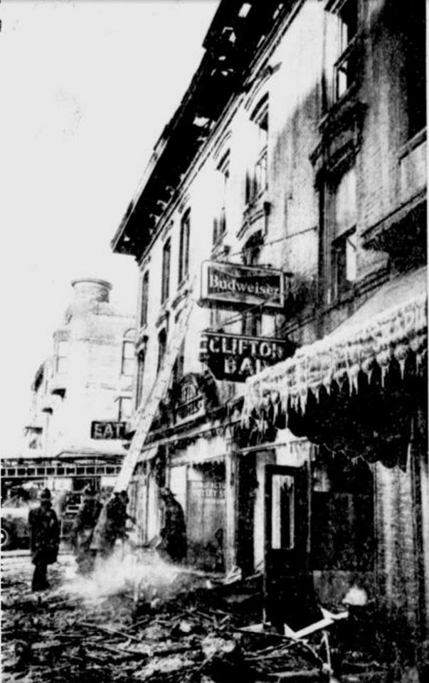 The Clifton Tap after the January 1957 fire.