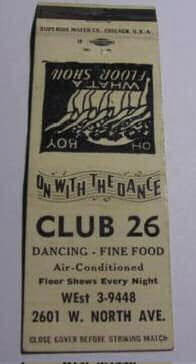 A Club 26 matchbook cover.