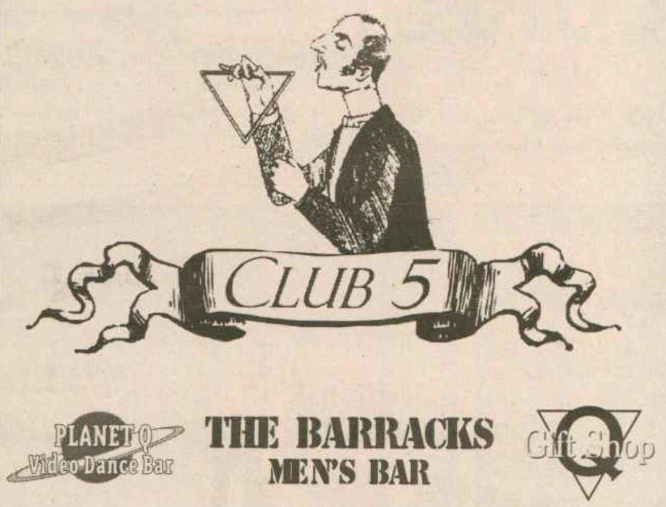Club 5 complex logos at opening, 1998