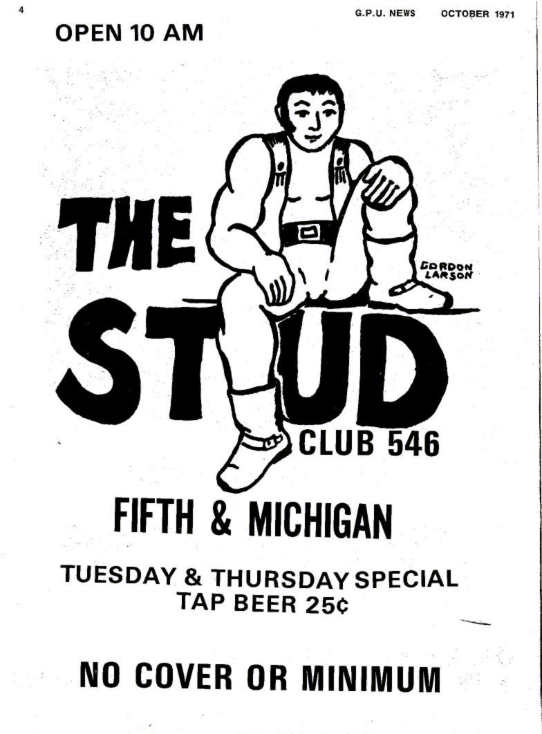 Advertisement for The Stud Club, October 1971.