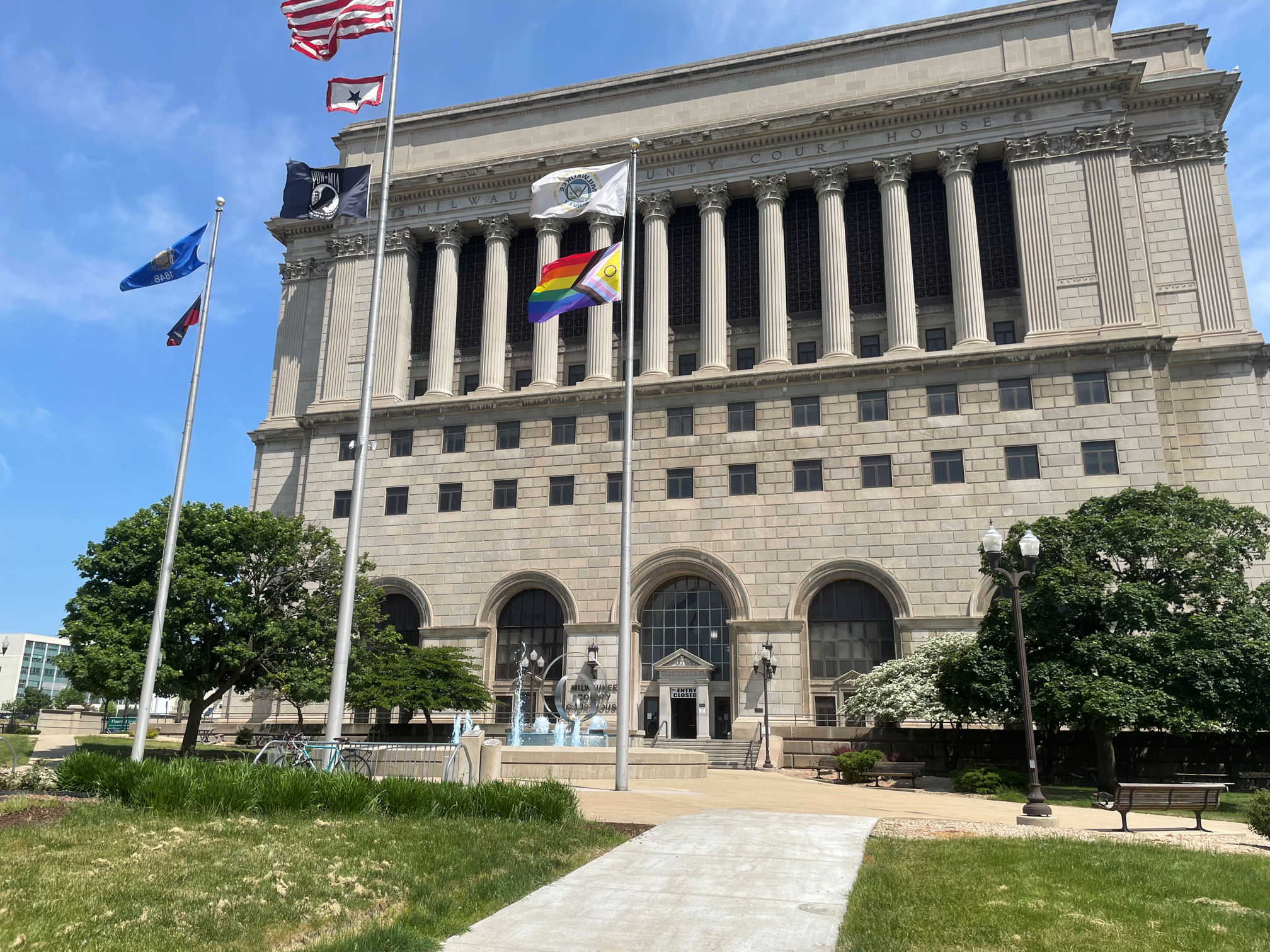 Pride flag shown flying at County Courthouse (through the efforts of Supervisor Peter Burgelis)