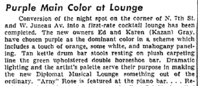 1958 newspaper coverage of the lounge