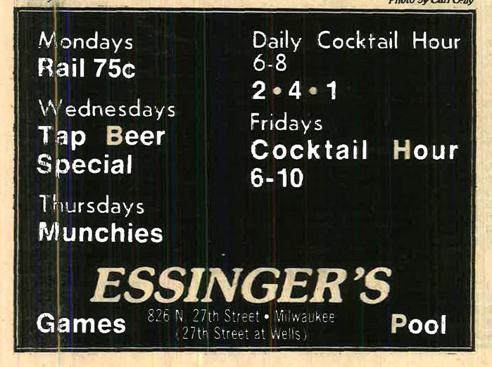 Advertisement for daily specials, January 1985