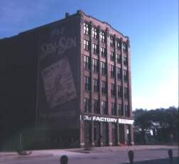 Exterior of The Factory, viewed from the southwest.
