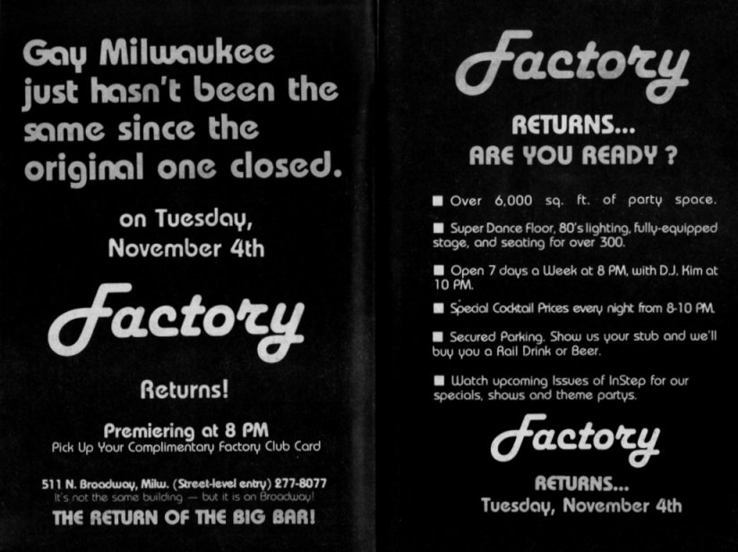 Opening advertisement, October 1986.