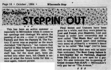 Notice of the bar's closing, 1984