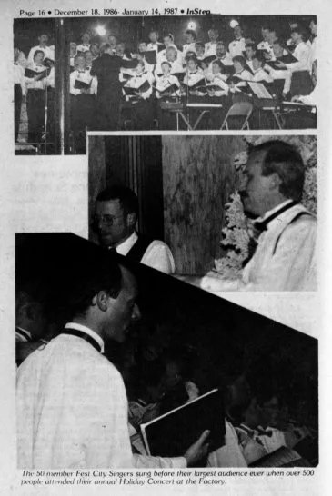 Ad for 2nd Annual Christmas Concert / at the Factory, Dec. 1986 / (from In Step, vol. 3 no. 22) /