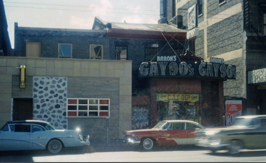 One of two known photographs of the bar as "Baron's Gay 90s," around 1960.