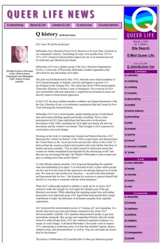 Article in Q-Life News, March 2005