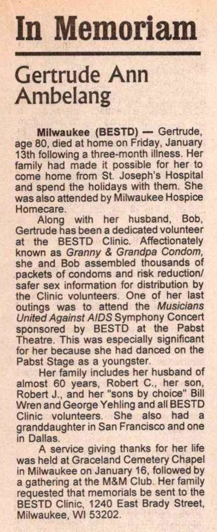 'In Memoriam' / (In Step vol 12-02, Feb. 1996) /
