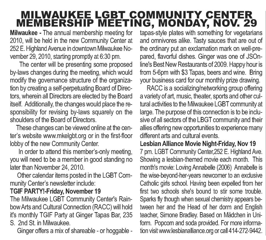 Article mentioning Ginger Tapas Bar, November 2010.