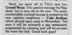 Mention in Steppin' Out, / (InStep vol. 3-19, October 1986)