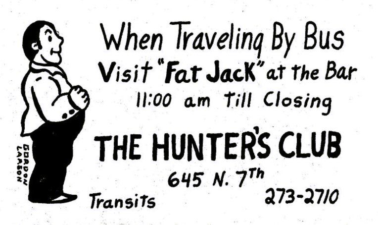 Advertisement for Hunter's Club, October 1971.