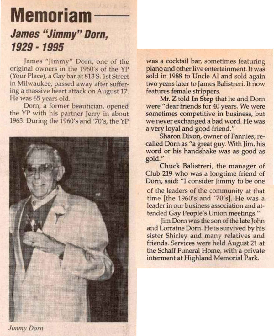 Dorn with partner Jerry Bentley at a birthday party / (1967) /