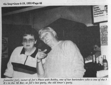 Jeanette (left), the bar's founder, at the final party in June 1991.