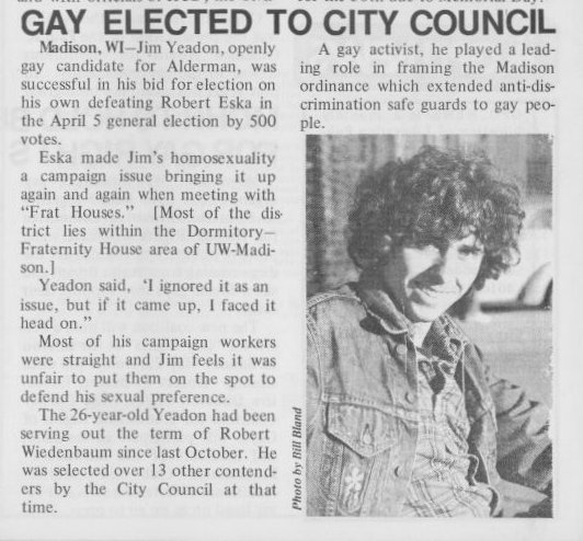 Wins election for full term as Councilman in Madison / (GPU News, May 1977)