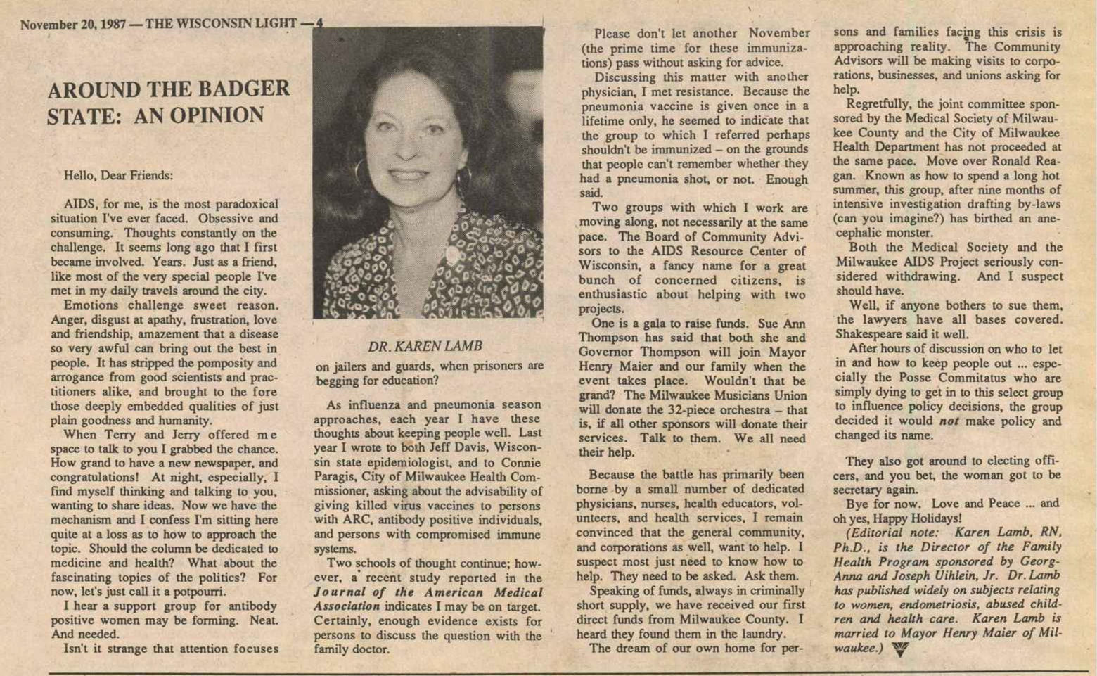 Column in second issue critcizing Milw Journal-Sentinel coverage of the new new 'Wisconsin Light' newspaper / (Wis. Light vol. 1-02, Dec. 1987) / / /