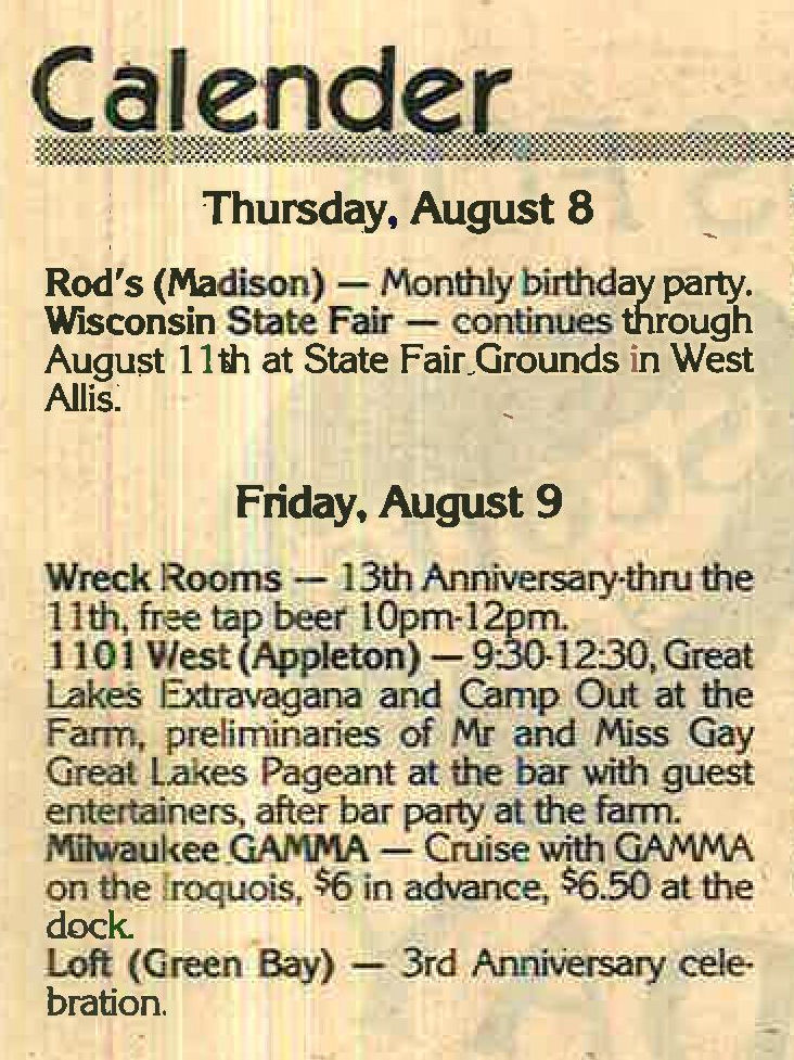 3rd Anniversary listing in events 'Calendar' / (In Step vol. 2-16, August 1985) / /