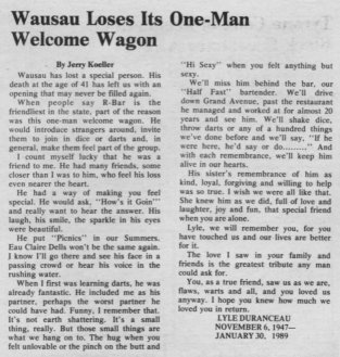 Obituary in Wisconsin Light