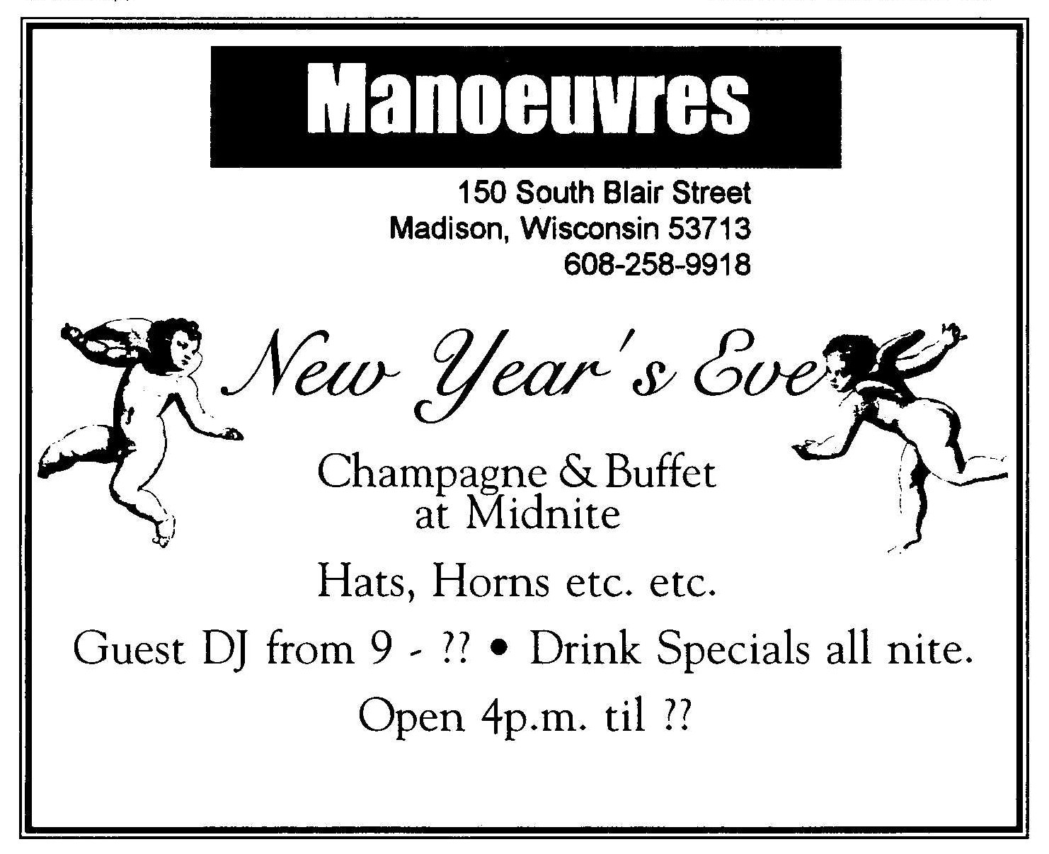 Photos from the grand opening of the renamed Manoeuvres, December 1995