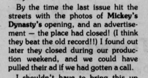Closing announcement, 1987