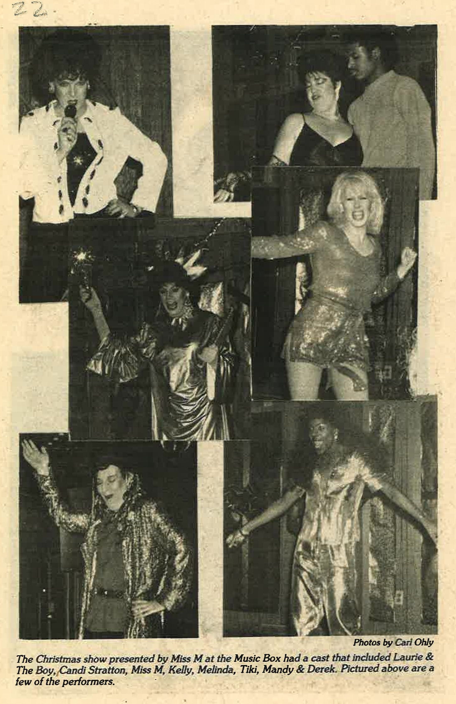 Photographs from the bar's Christmas show, December 1984.