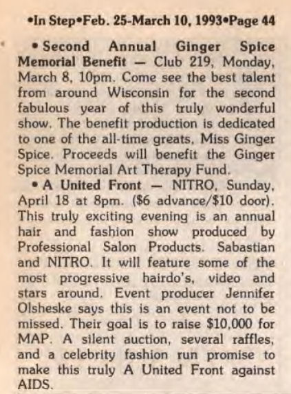 Article on a hair and fashion show, February 1993.