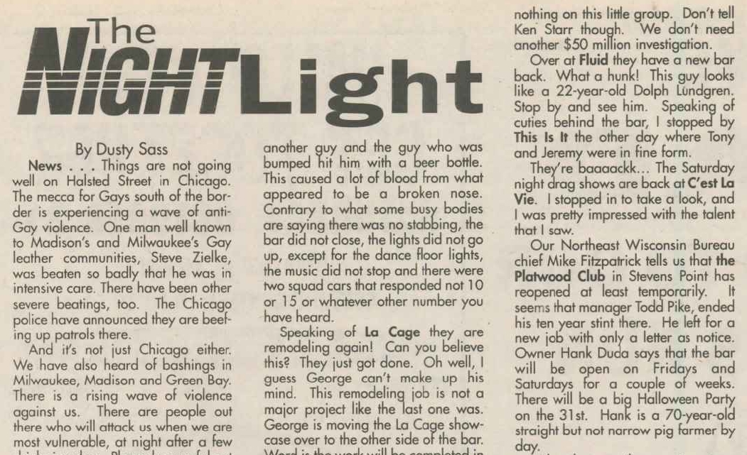 1998 mention of the loss of the bar's longtime manager