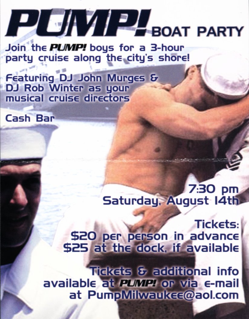 Advertisement for a boat party event, 2004