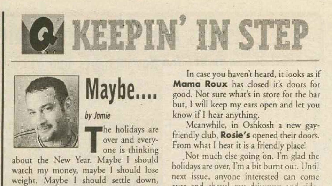 First mention, in 'Keepin In Step' column / (In Step vo. 16-01, Jan. 1999)