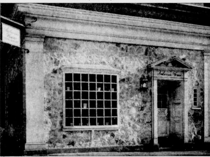 The building in 1956, when it housed the Ambrosia House restaurant