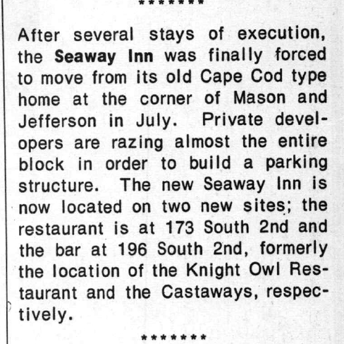 Article on the Seaway's relocation, 1972
