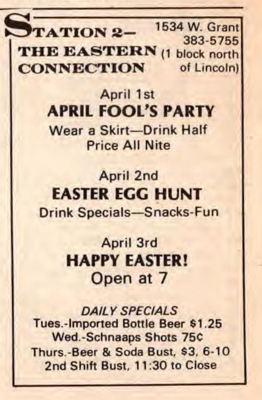 Advertisement, March 1988.