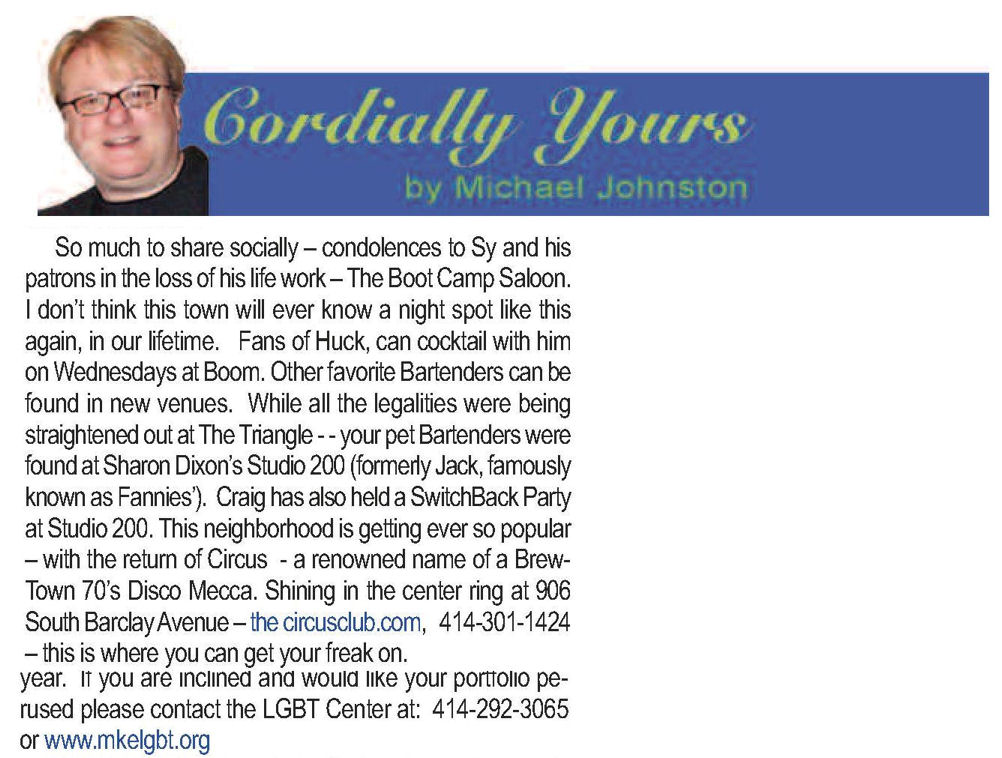Mention in OutBound's society column, 2011